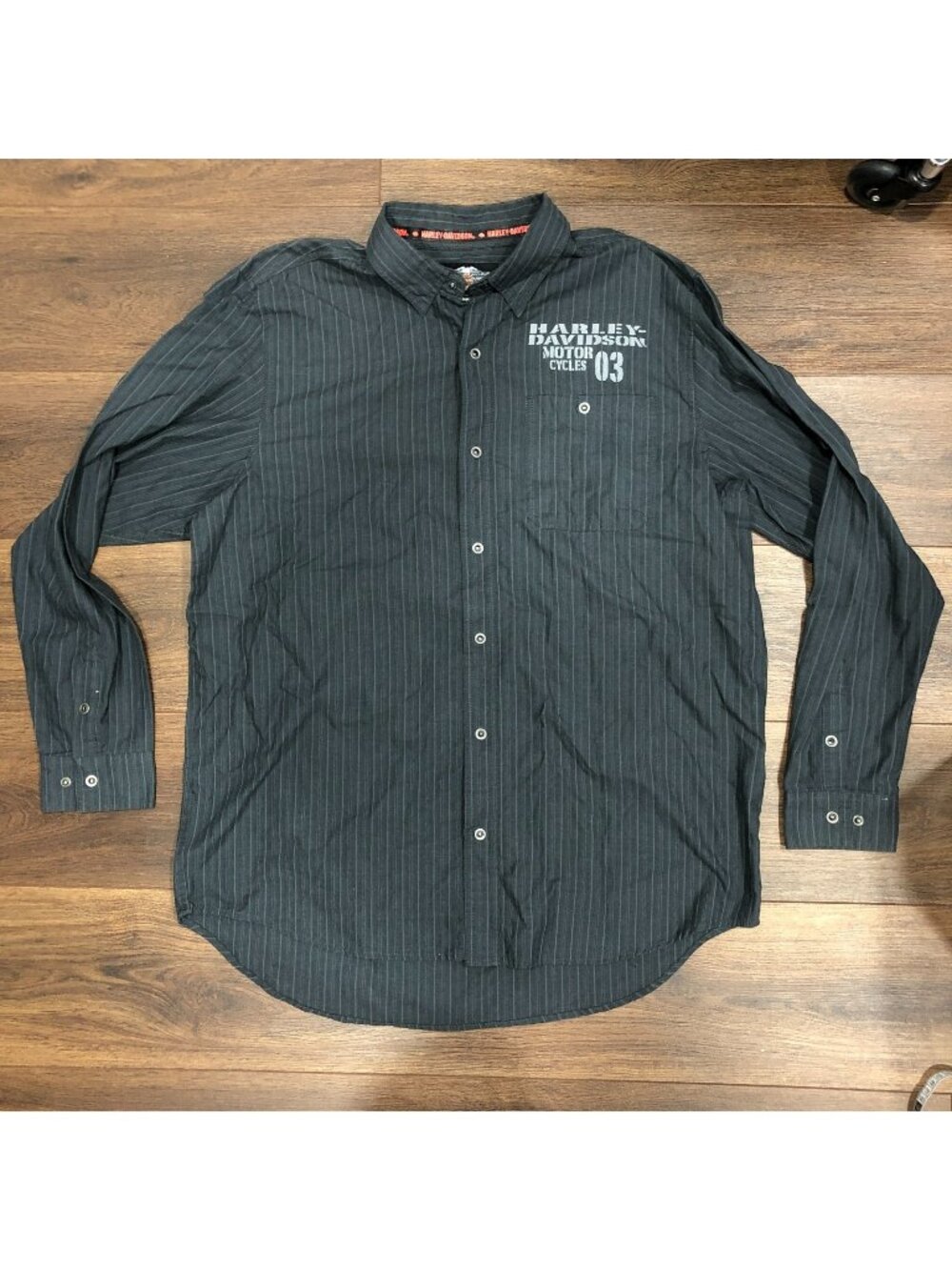 HARLEY DAVIDSON Motorcycles Button Down Shirt Long Sleeve Strip Men Sz Tall XL